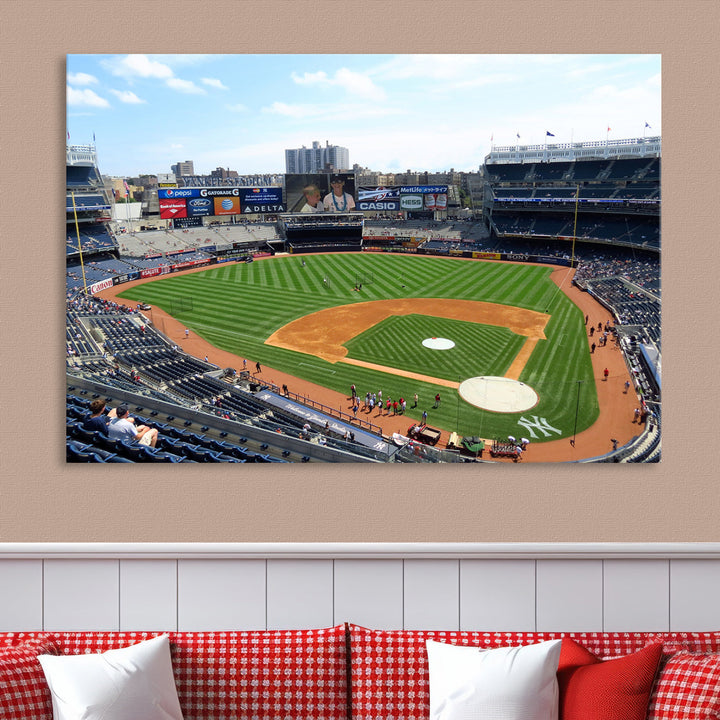 New York Yankees Stadium Wall Art Print, New York Yankees Baseball Stadium in Canvas Print MLB Wall Art Baseball Fans Gift Dorm Wall Art