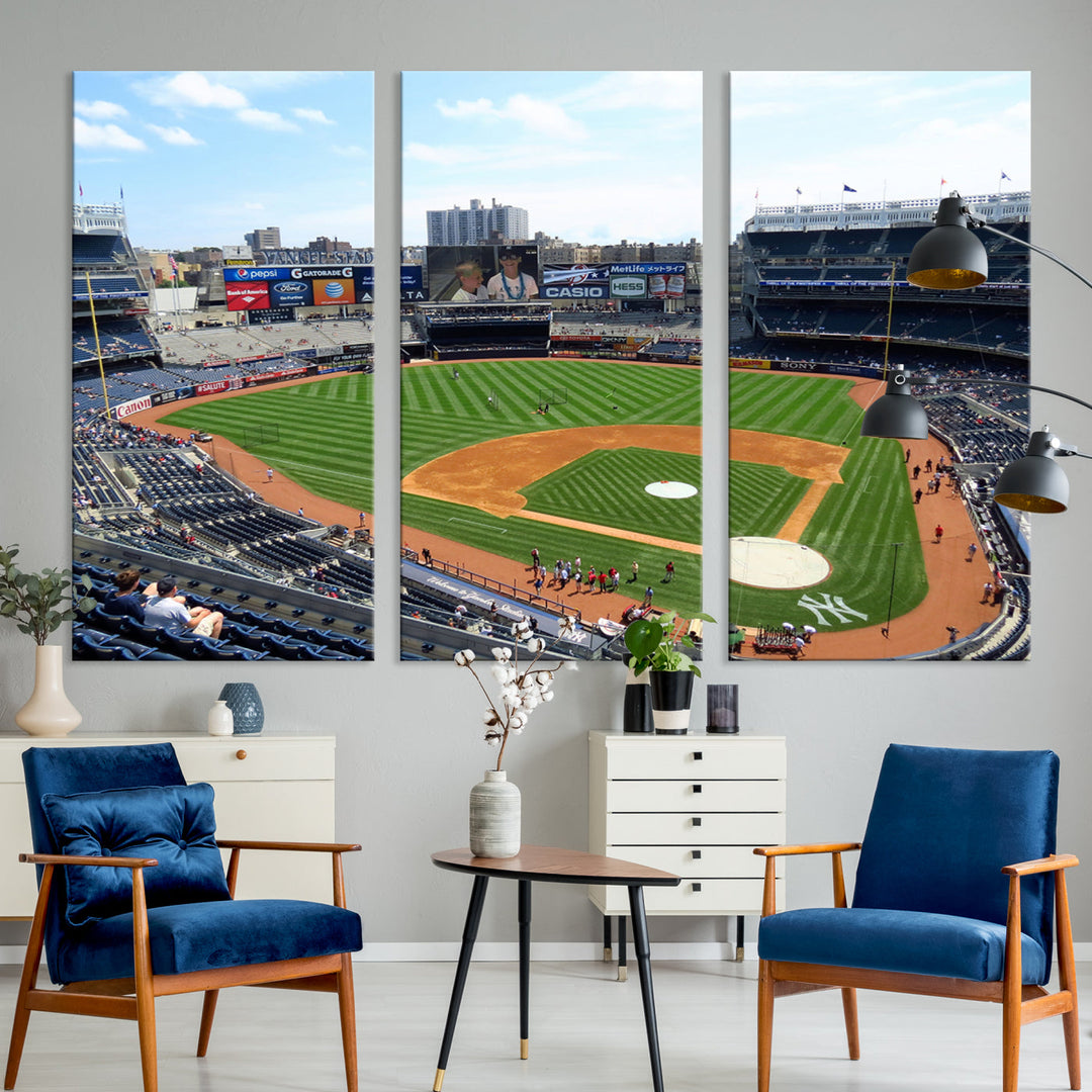 New York Yankees Stadium Wall Art Print, New York Yankees Baseball Stadium in Canvas Print MLB Wall Art Baseball Fans Gift Dorm Wall Art