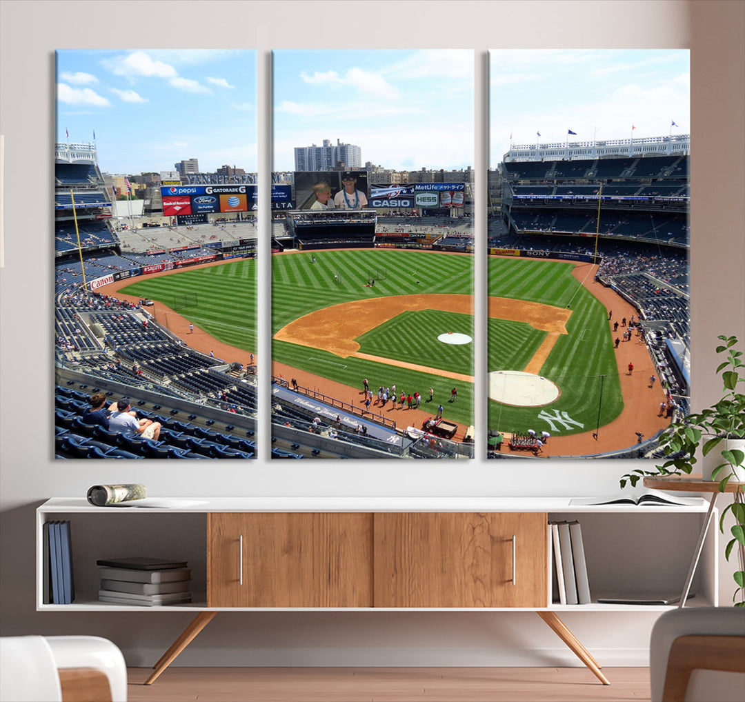 New York Yankees Stadium Wall Art Print, New York Yankees Baseball Stadium in Canvas Print MLB Wall Art Baseball Fans Gift Dorm Wall Art