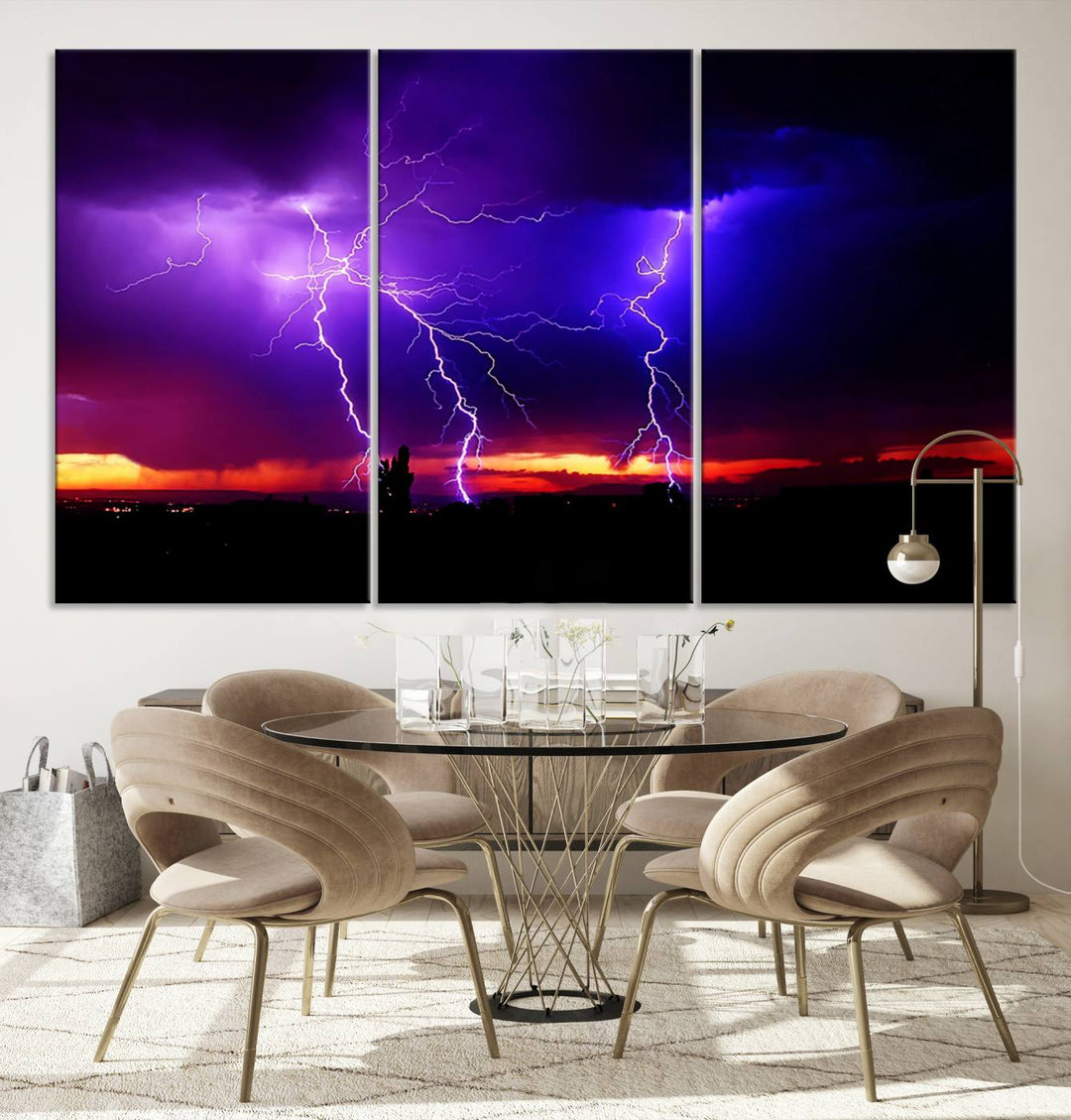 Night Lightning Storm Wall Art Canvas Print