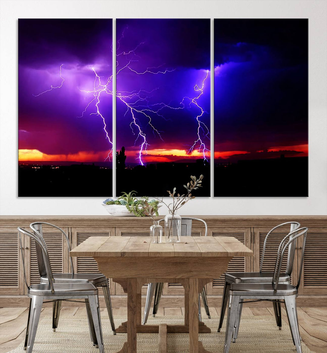 Night Lightning Storm Wall Art Canvas Print