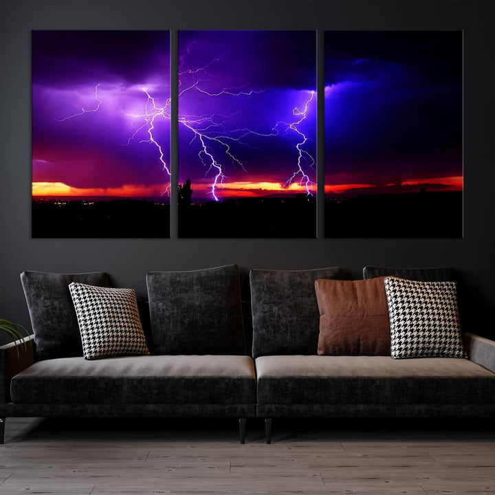 Night Lightning Storm Wall Art Canvas Print