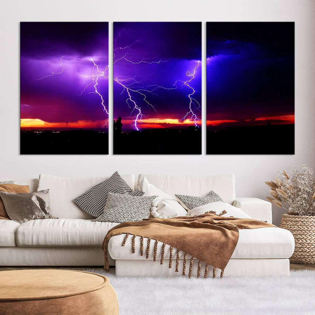 Night Lightning Storm Wall Art Canvas Print