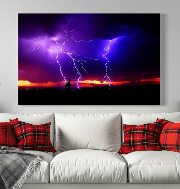 Night Lightning Storm Wall Art Canvas Print