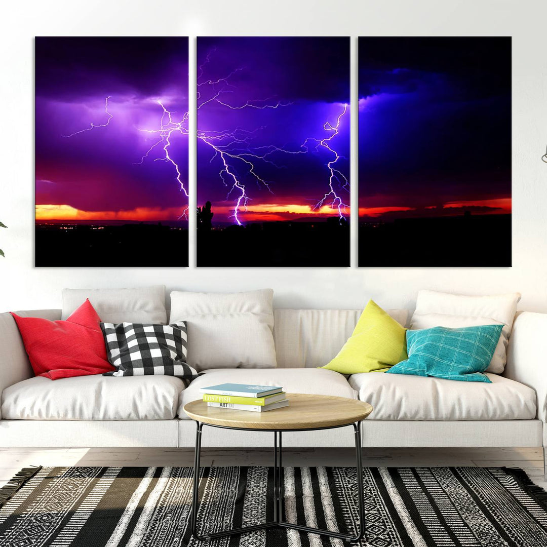 Night Lightning Storm Wall Art Canvas Print