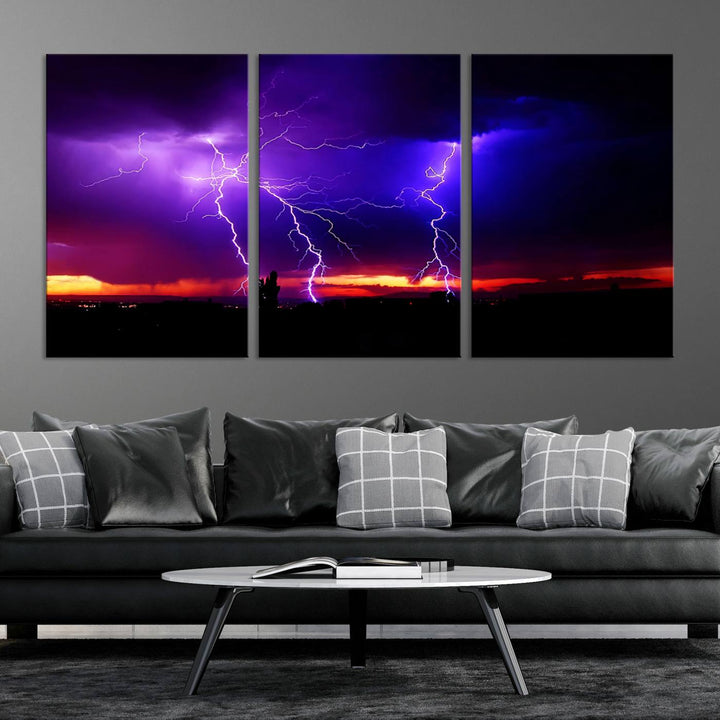 Night Lightning Storm Wall Art Canvas Print