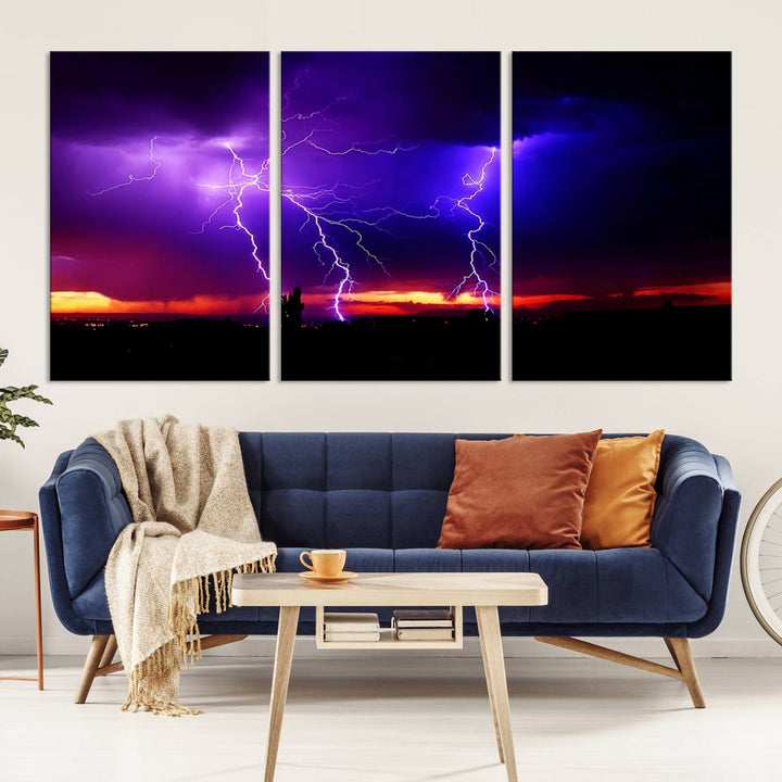 Night Lightning Storm Wall Art Canvas Print