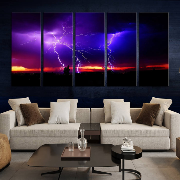 Night Lightning Storm Wall Art Canvas Print