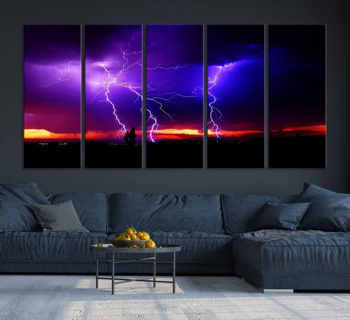 Night Lightning Storm Wall Art Canvas Print