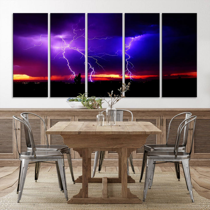 Night Lightning Storm Wall Art Canvas Print