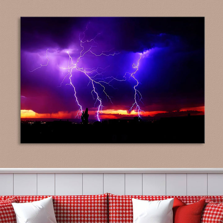 Night Lightning Storm Wall Art Canvas Print