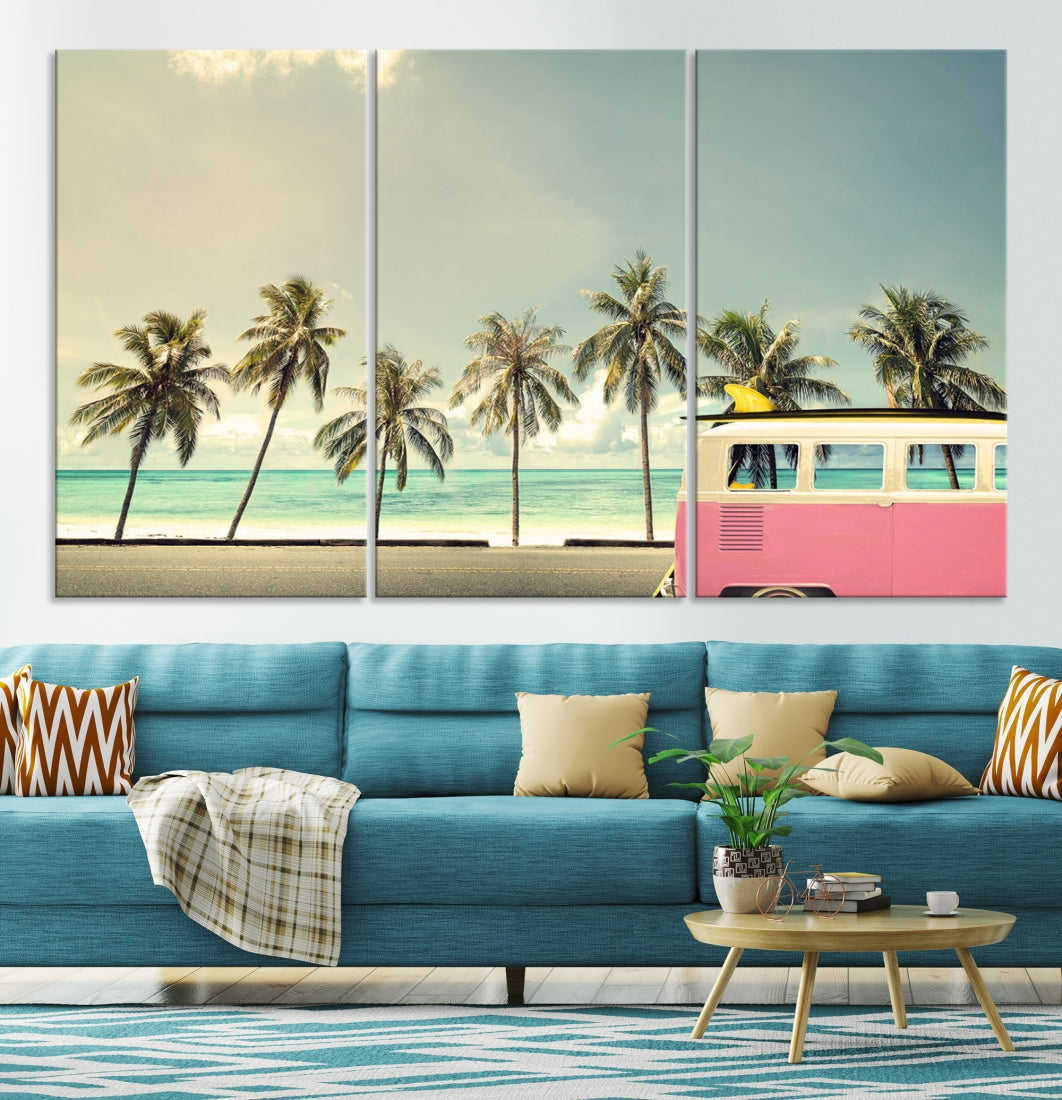 Nostalgia Lovely Summer Day Canvas Wall Art Print Palm Tree Art Vacation Art Canvas Wall Decor Large Multi Panel Wall