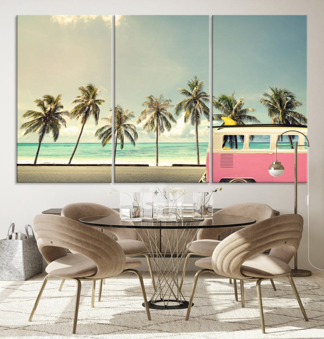 Nostalgia Lovely Summer Day Canvas Wall Art Print Palm Tree Art Vacation Art Canvas Wall Decor Large Multi Panel Wall