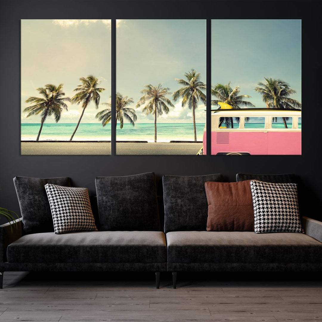 Nostalgia Lovely Summer Day Canvas Wall Art Print Palm Tree Art Vacation Art Canvas Wall Decor Large Multi Panel Wall