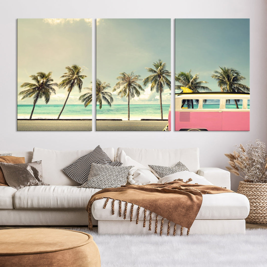 Nostalgia Lovely Summer Day Canvas Wall Art Print Palm Tree Art Vacation Art Canvas Wall Decor Large Multi Panel Wall