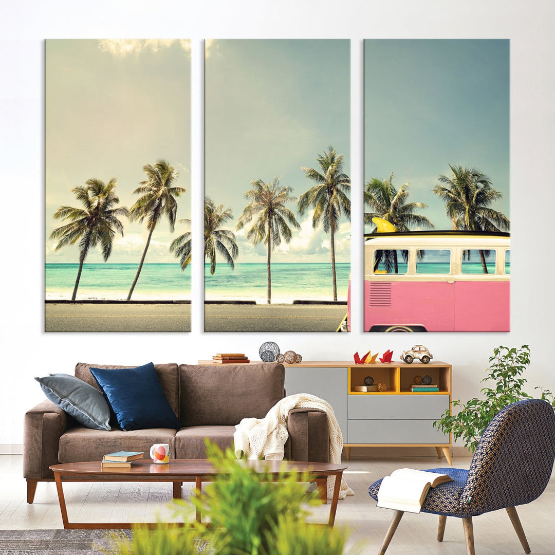 Nostalgia Lovely Summer Day Canvas Wall Art Print Palm Tree Art Vacation Art Canvas Wall Decor Large Multi Panel Wall