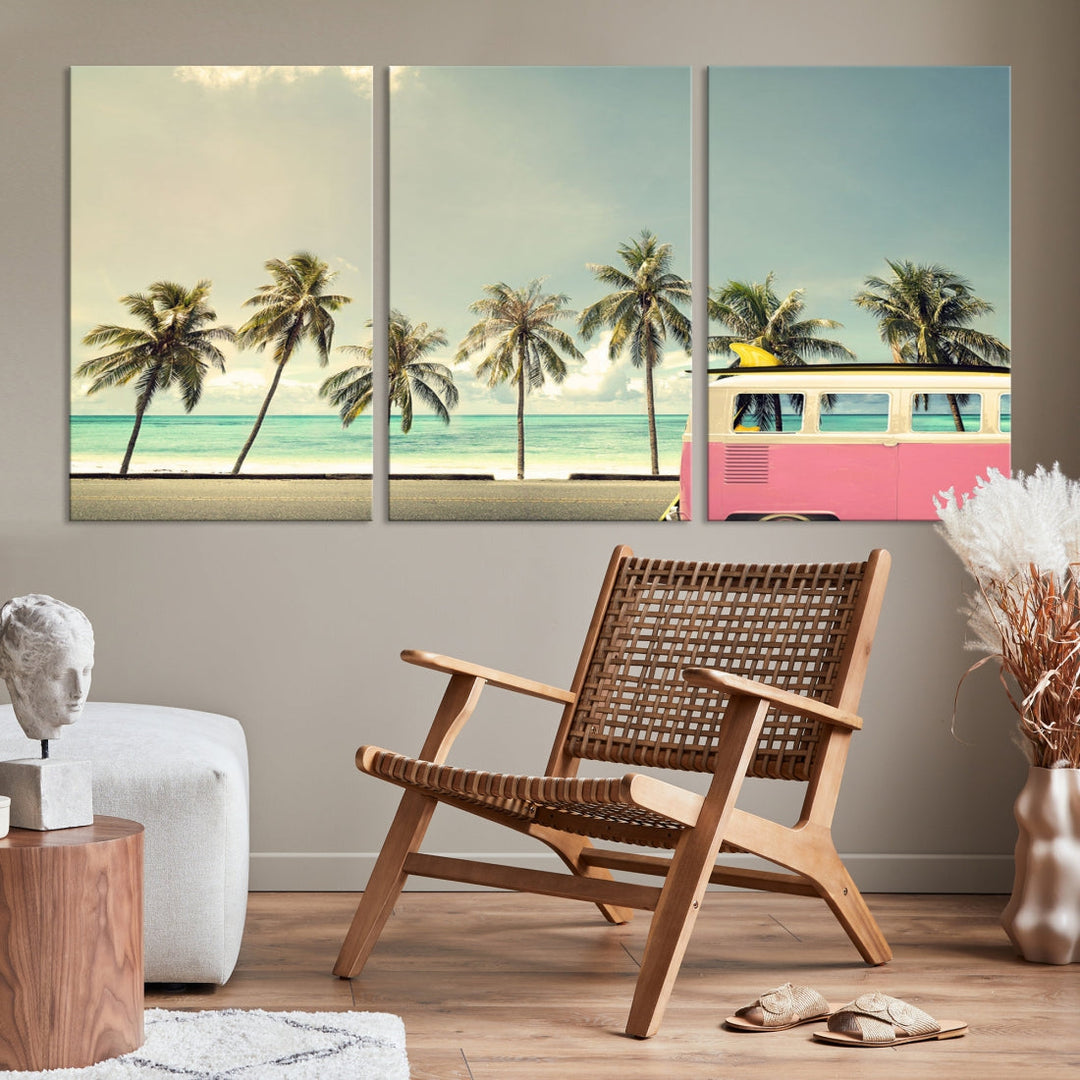 Nostalgia Lovely Summer Day Canvas Wall Art Print Palm Tree Art Vacation Art Canvas Wall Decor Large Multi Panel Wall