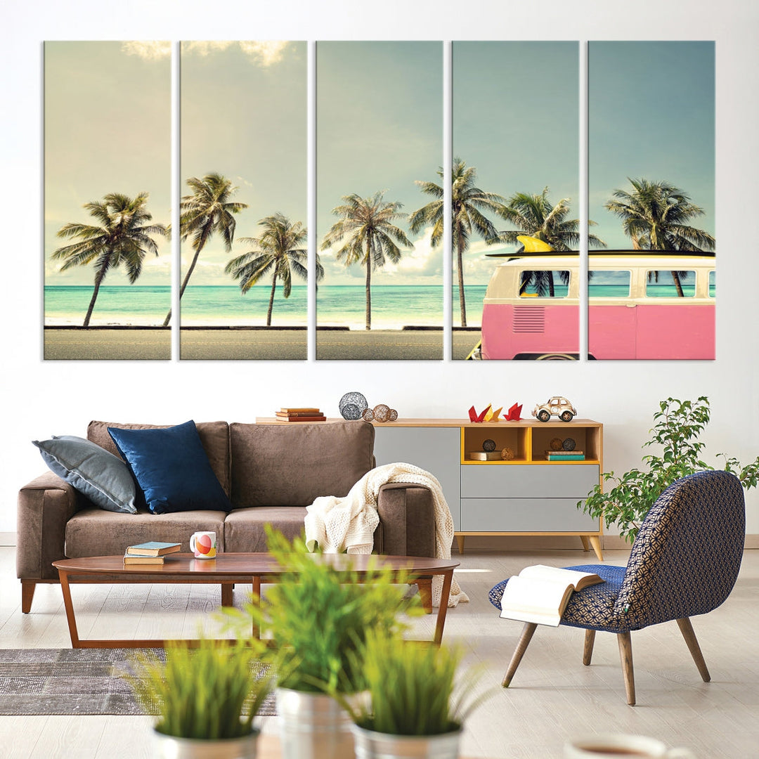 Nostalgia Lovely Summer Day Canvas Wall Art Print Palm Tree Art Vacation Art Canvas Wall Decor Large Multi Panel Wall