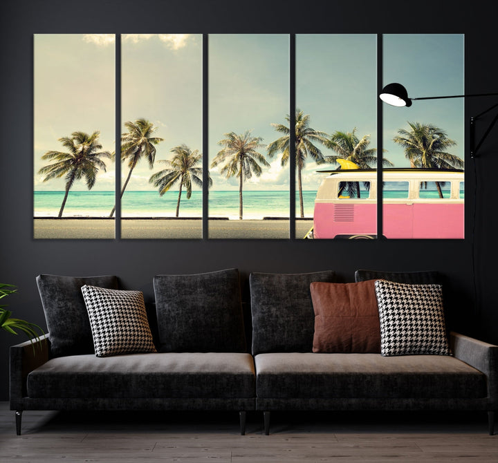 Nostalgia Lovely Summer Day Canvas Wall Art Print Palm Tree Art Vacation Art Canvas Wall Decor Large Multi Panel Wall