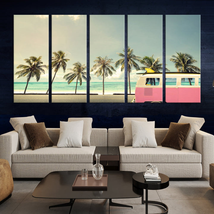 Nostalgia Lovely Summer Day Canvas Wall Art Print Palm Tree Art Vacation Art Canvas Wall Decor Large Multi Panel Wall