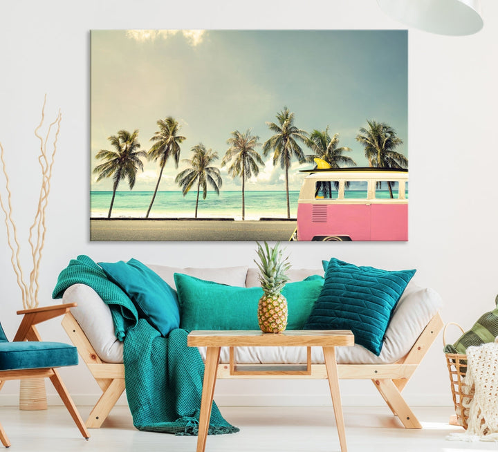 Nostalgia Lovely Summer Day Canvas Wall Art Print Palm Tree Art Vacation Art Canvas Wall Decor Large Multi Panel Wall