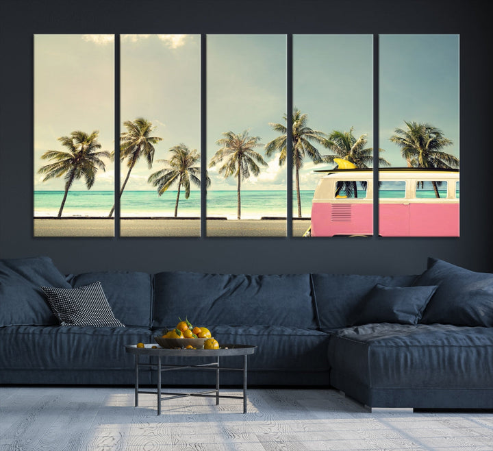 Nostalgia Lovely Summer Day Canvas Wall Art Print Palm Tree Art Vacation Art Canvas Wall Decor Large Multi Panel Wall