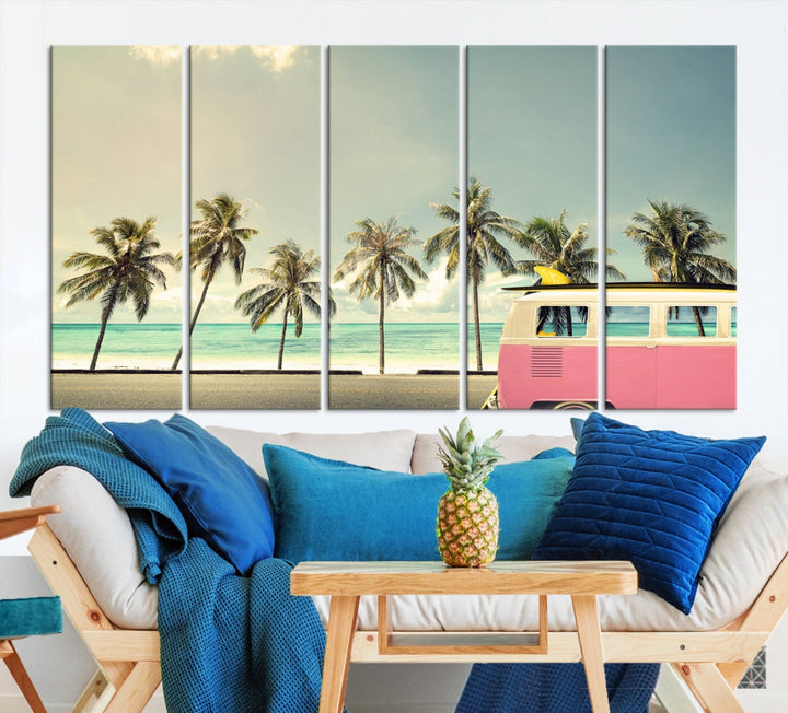 Nostalgia Lovely Summer Day Canvas Wall Art Print Palm Tree Art Vacation Art Canvas Wall Decor Large Multi Panel Wall