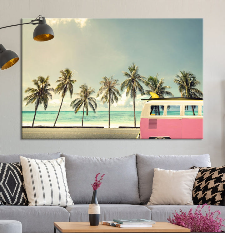 Nostalgia Lovely Summer Day Canvas Wall Art Print Palm Tree Art Vacation Art Canvas Wall Decor Large Multi Panel Wall