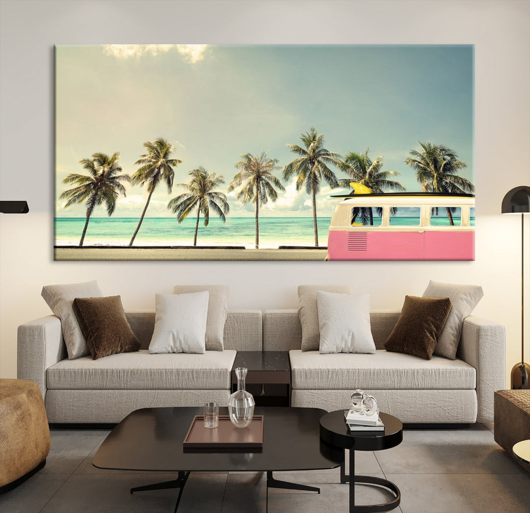 Nostalgia Lovely Summer Day Canvas Wall Art Print Palm Tree Art Vacation Art Canvas Wall Decor Large Multi Panel Wall