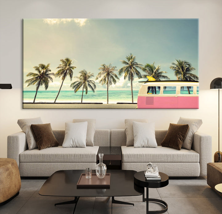 Nostalgia Lovely Summer Day Canvas Wall Art Print Palm Tree Art Vacation Art Canvas Wall Decor Large Multi Panel Wall