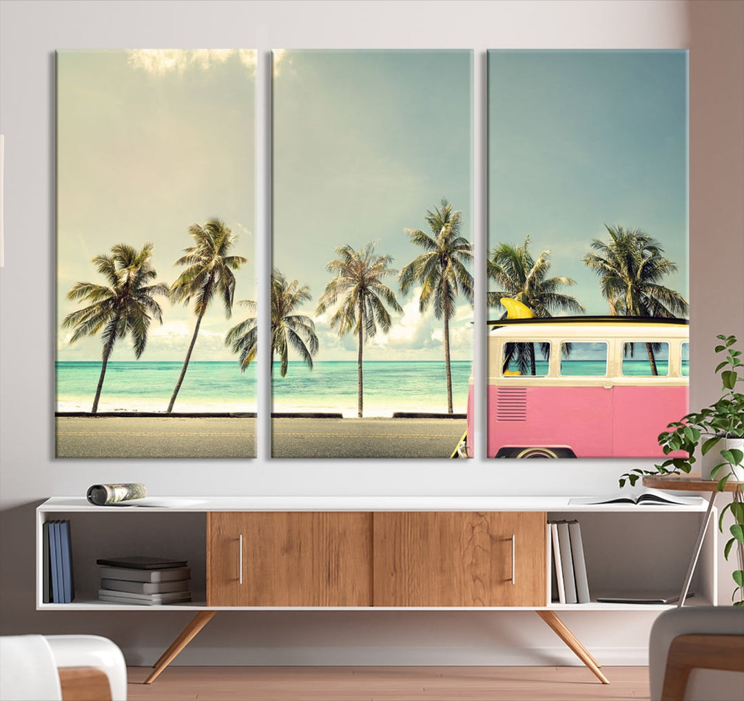 Nostalgia Lovely Summer Day Canvas Wall Art Print Palm Tree Art Vacation Art Canvas Wall Decor Large Multi Panel Wall