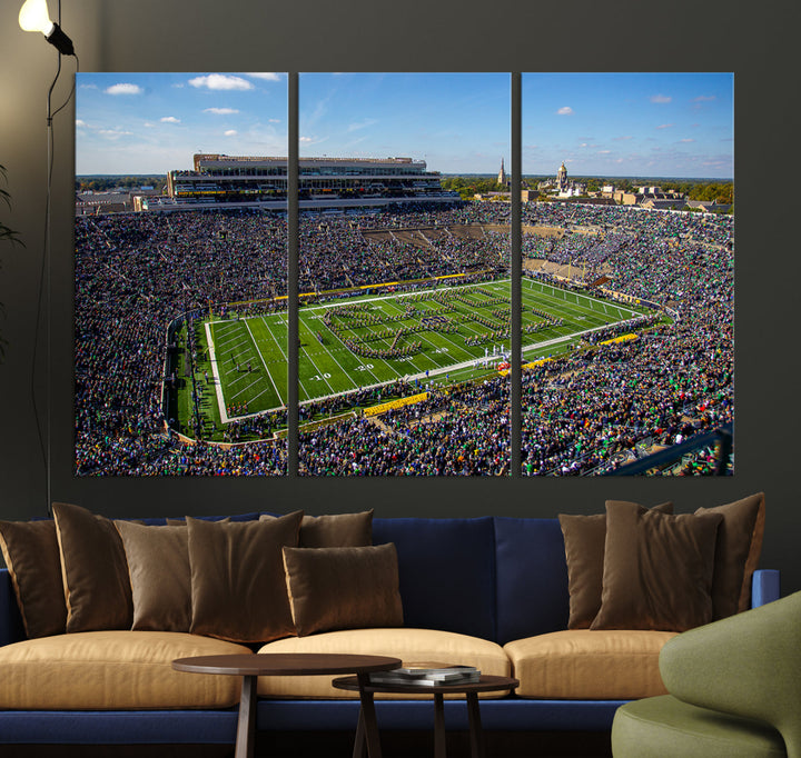 Notre Dame Stadium Wall Art Canvas Print, Notre Dame Fighting Irish Stadium Sports Room Decor Wall Art Print Sports Grill Bar Wall Art Print