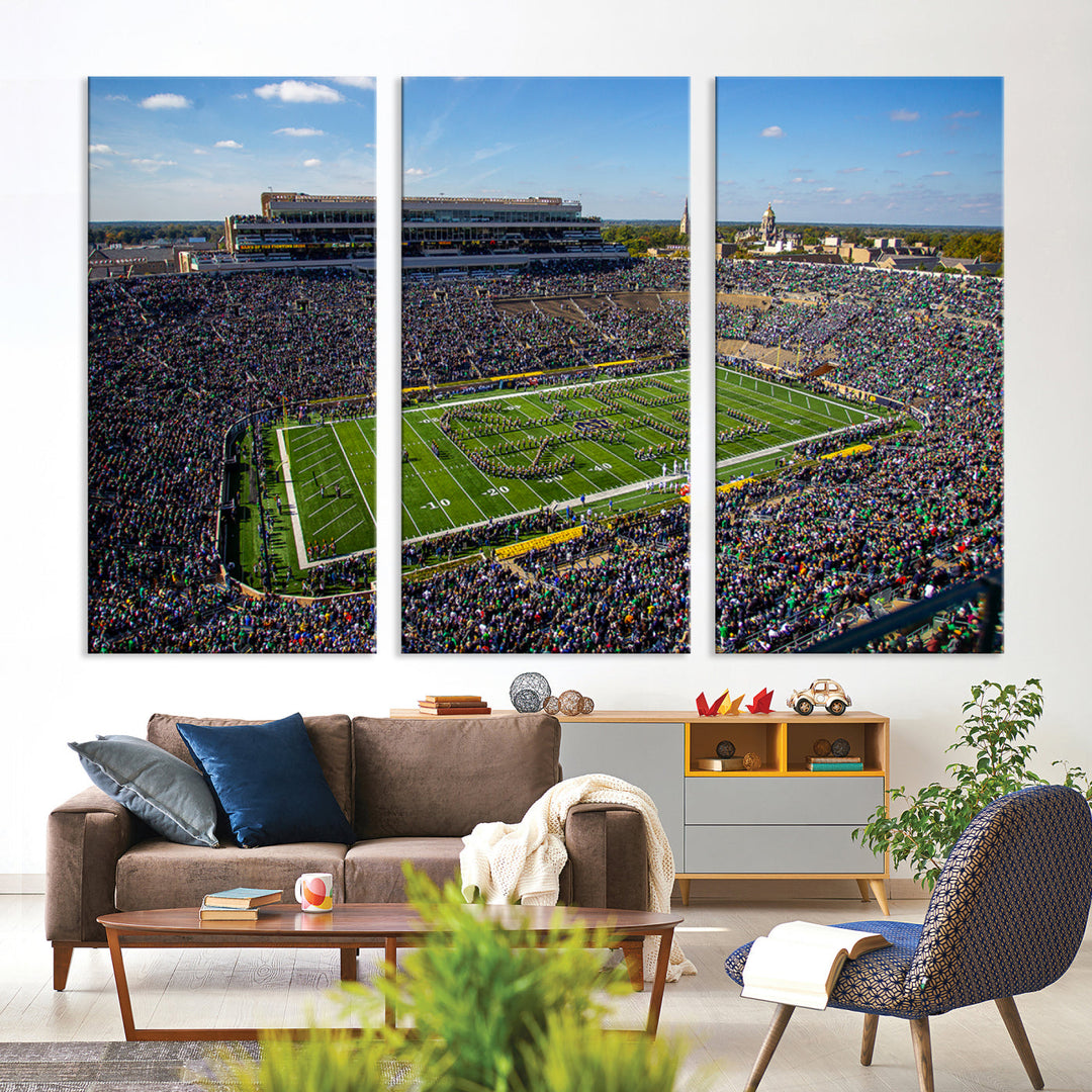 Notre Dame Stadium Wall Art Canvas Print, Notre Dame Fighting Irish Stadium Sports Room Decor Wall Art Print Sports Grill Bar Wall Art Print