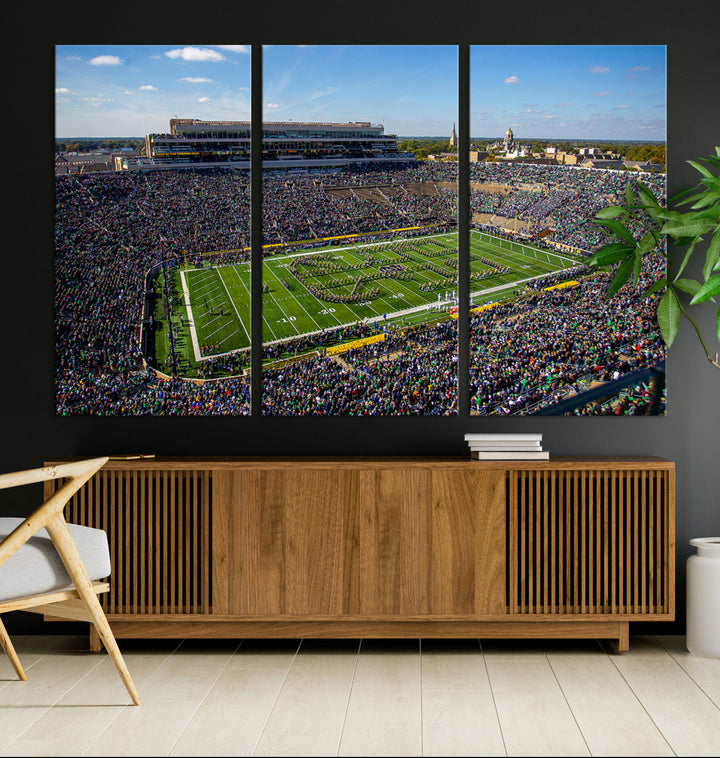 Notre Dame Stadium Wall Art Canvas Print, Notre Dame Fighting Irish Stadium Sports Room Decor Wall Art Print Sports Grill Bar Wall Art Print