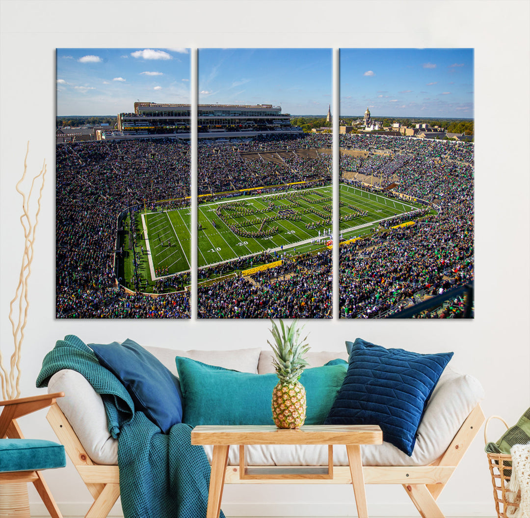 Notre Dame Stadium Wall Art Canvas Print, Notre Dame Fighting Irish Stadium Sports Room Decor Wall Art Print Sports Grill Bar Wall Art Print