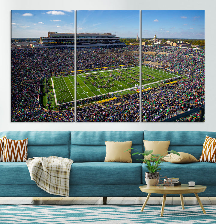 Notre Dame Stadium Wall Art Canvas Print, Notre Dame Fighting Irish Stadium Sports Room Decor Wall Art Print Sports Grill Bar Wall Art Print