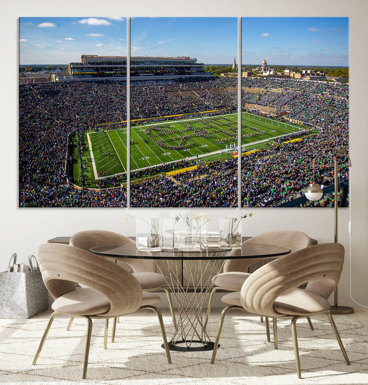 Notre Dame Stadium Wall Art Canvas Print, Notre Dame Fighting Irish Stadium Sports Room Decor Wall Art Print Sports Grill Bar Wall Art Print