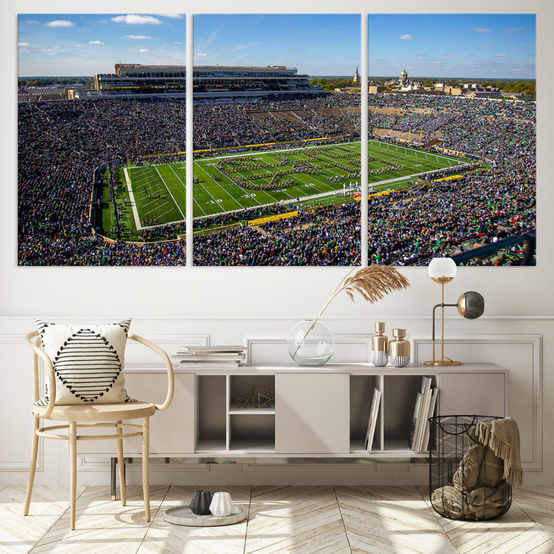 Notre Dame Stadium Wall Art Canvas Print, Notre Dame Fighting Irish Stadium Sports Room Decor Wall Art Print Sports Grill Bar Wall Art Print