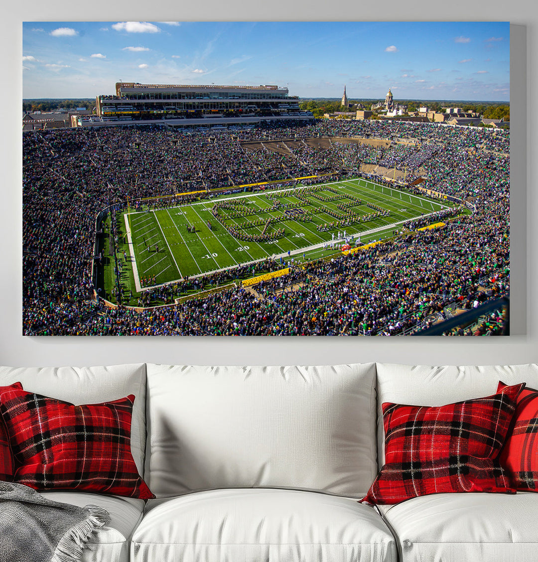 Notre Dame Stadium Wall Art Canvas Print, Notre Dame Fighting Irish Stadium Sports Room Decor Wall Art Print Sports Grill Bar Wall Art Print