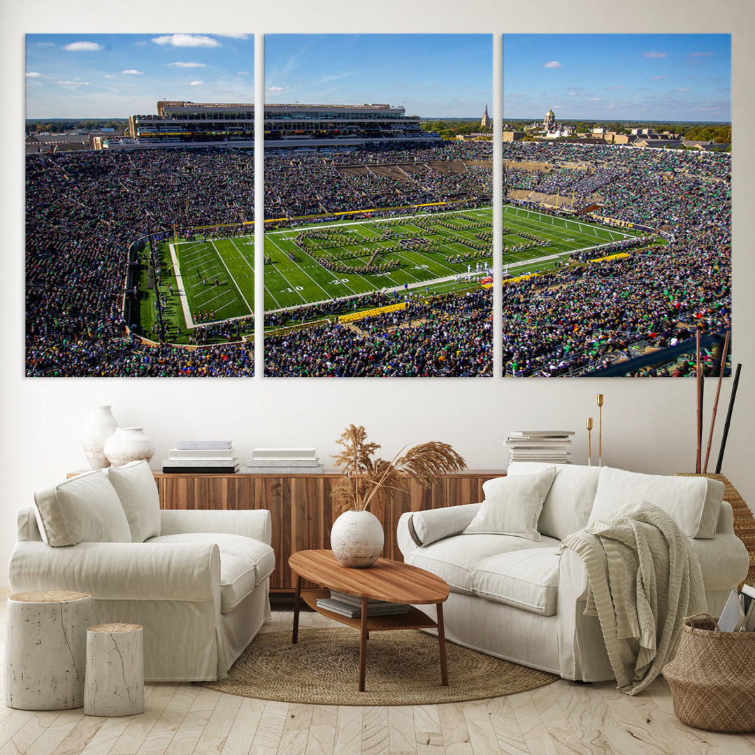 Notre Dame Stadium Wall Art Canvas Print, Notre Dame Fighting Irish Stadium Sports Room Decor Wall Art Print Sports Grill Bar Wall Art Print