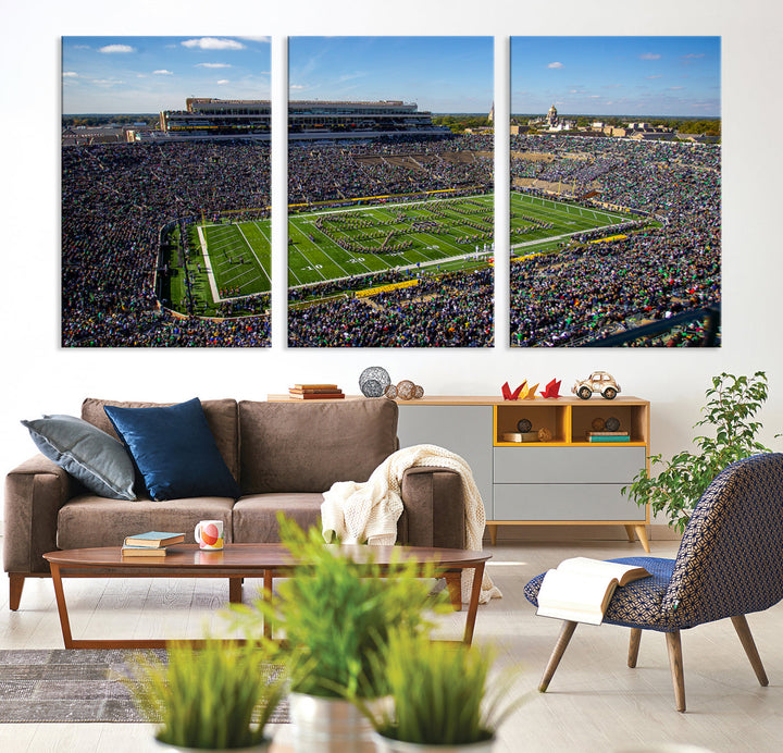 Notre Dame Stadium Wall Art Canvas Print, Notre Dame Fighting Irish Stadium Sports Room Decor Wall Art Print Sports Grill Bar Wall Art Print