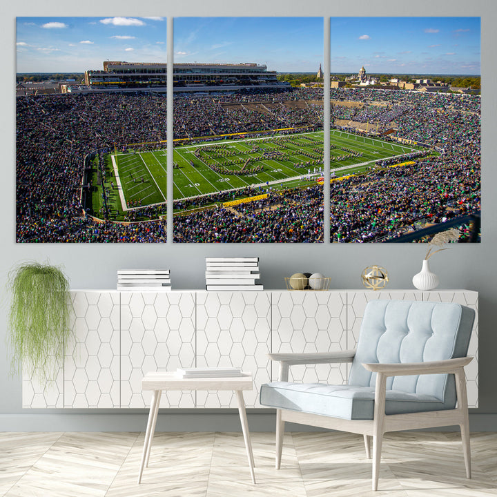 Notre Dame Stadium Wall Art Canvas Print, Notre Dame Fighting Irish Stadium Sports Room Decor Wall Art Print Sports Grill Bar Wall Art Print