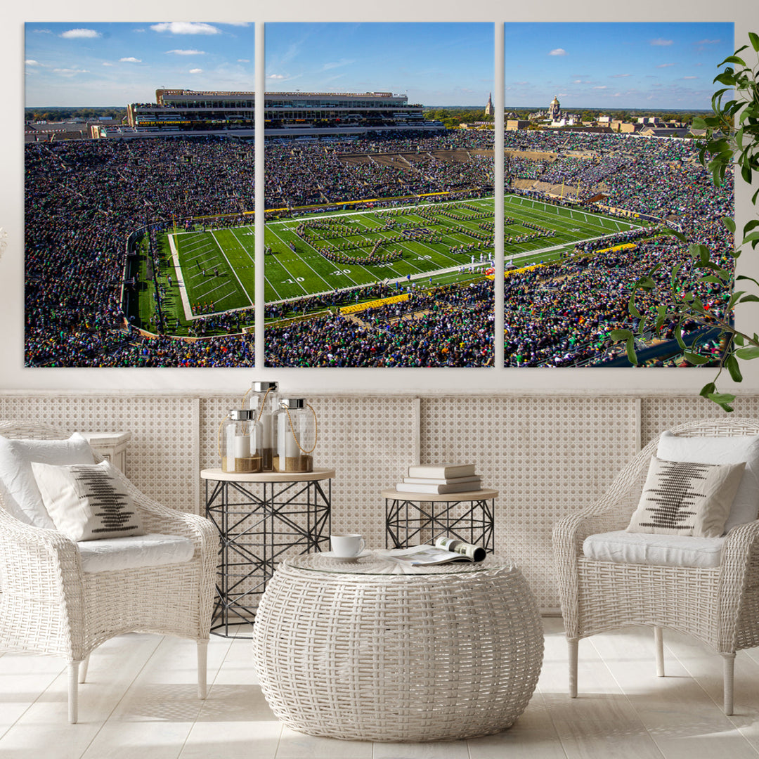 Notre Dame Stadium Wall Art Canvas Print, Notre Dame Fighting Irish Stadium Sports Room Decor Wall Art Print Sports Grill Bar Wall Art Print