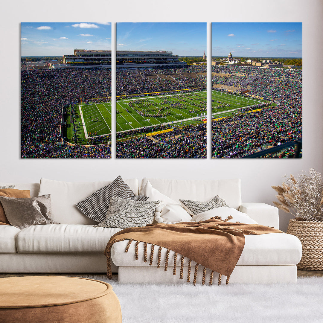 Notre Dame Stadium Wall Art Canvas Print, Notre Dame Fighting Irish Stadium Sports Room Decor Wall Art Print Sports Grill Bar Wall Art Print