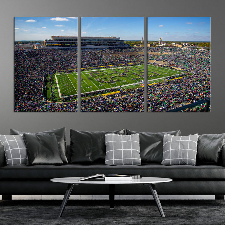 Notre Dame Stadium Wall Art Canvas Print, Notre Dame Fighting Irish Stadium Sports Room Decor Wall Art Print Sports Grill Bar Wall Art Print