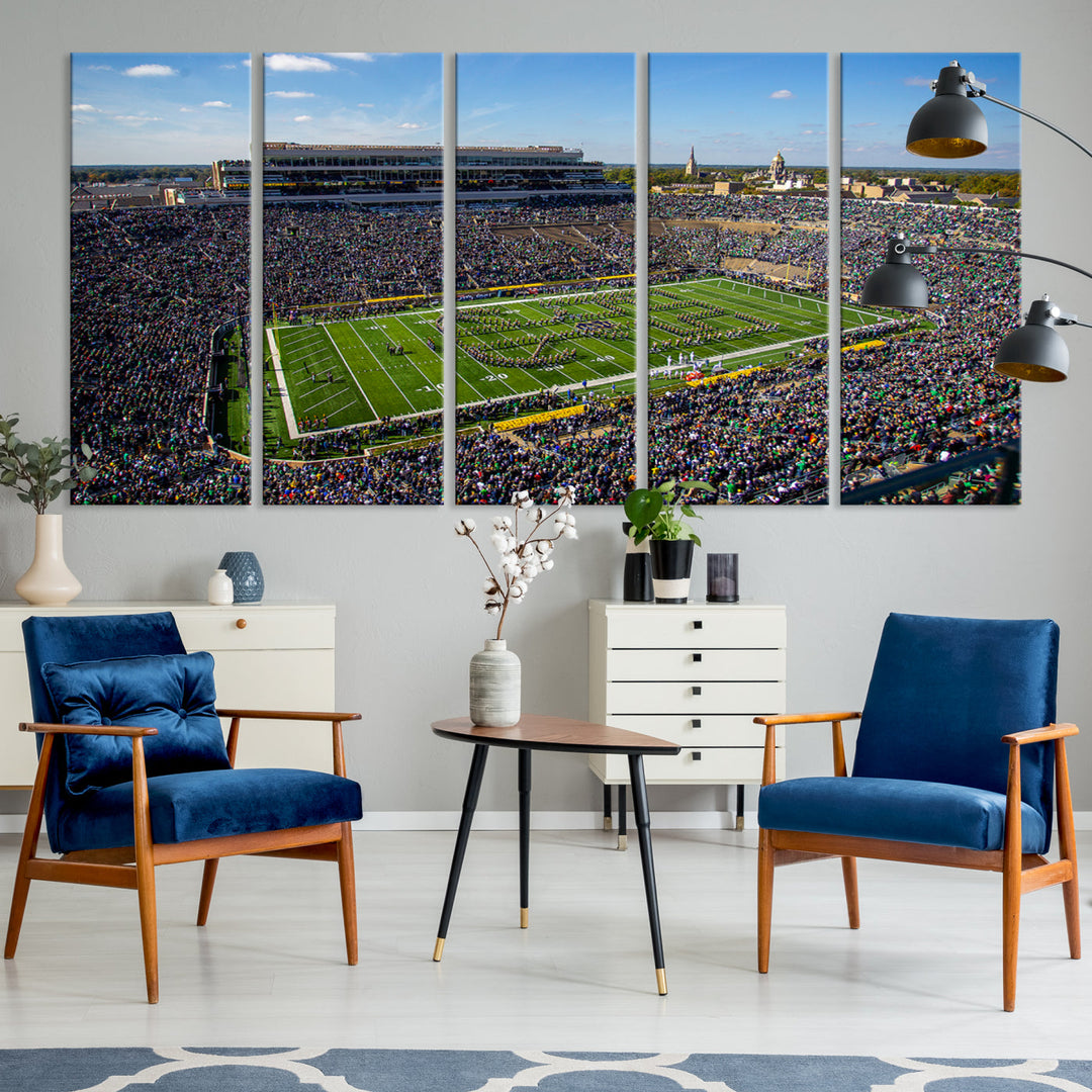 Notre Dame Stadium Wall Art Canvas Print, Notre Dame Fighting Irish Stadium Sports Room Decor Wall Art Print Sports Grill Bar Wall Art Print