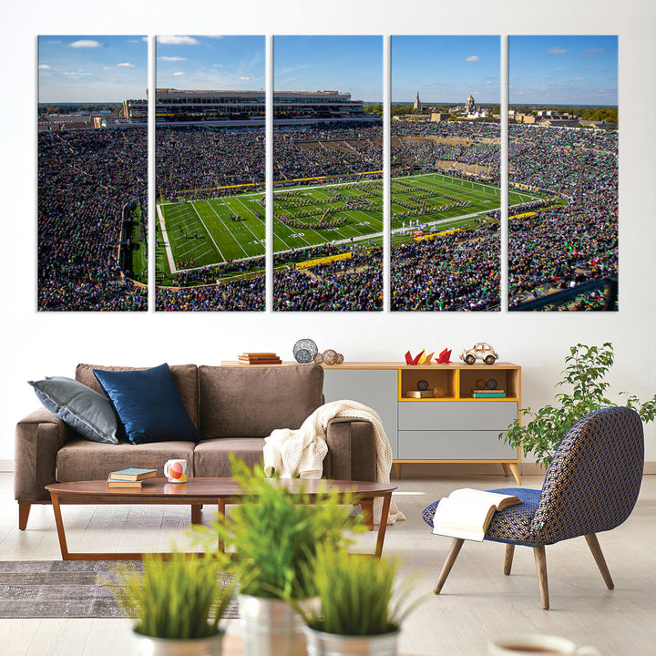 Notre Dame Stadium Wall Art Canvas Print, Notre Dame Fighting Irish Stadium Sports Room Decor Wall Art Print Sports Grill Bar Wall Art Print