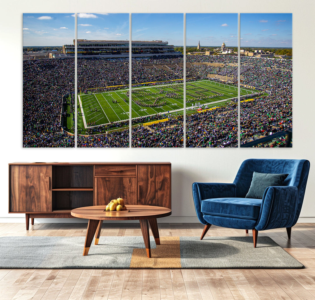 Notre Dame Stadium Wall Art Canvas Print, Notre Dame Fighting Irish Stadium Sports Room Decor Wall Art Print Sports Grill Bar Wall Art Print