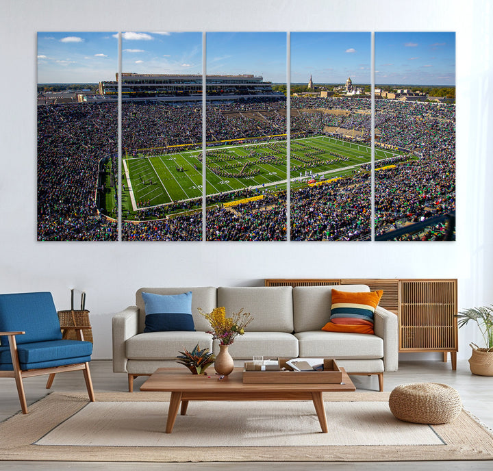 Notre Dame Stadium Wall Art Canvas Print, Notre Dame Fighting Irish Stadium Sports Room Decor Wall Art Print Sports Grill Bar Wall Art Print