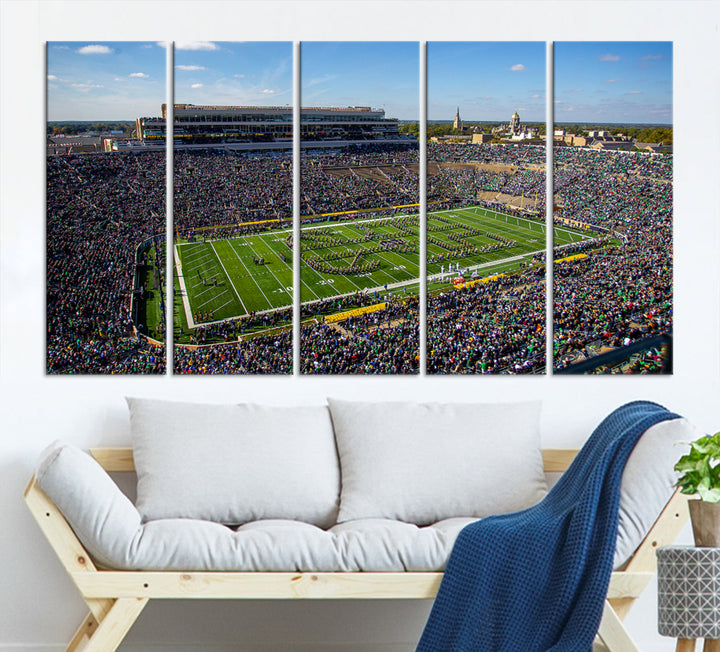 Notre Dame Stadium Wall Art Canvas Print, Notre Dame Fighting Irish Stadium Sports Room Decor Wall Art Print Sports Grill Bar Wall Art Print